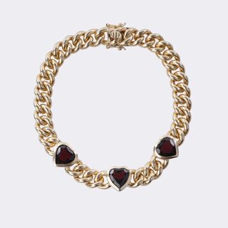 Panzerarmband mit Granat-Besatz 'Herz'