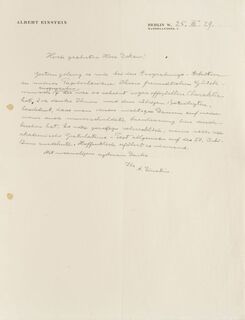 Letter of thanky on occasion of Einsteins 50th birthday