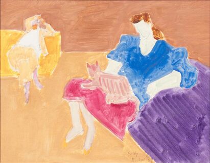 Two Girls with Striped Tabby