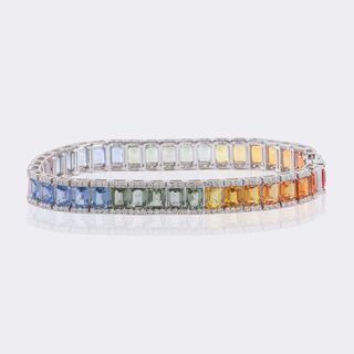 Mehrfarbiges Saphir 'Rainbow' Armband mit fein-weißen Brillanten