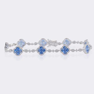 Saphir Brillant Armband 'Kleeblatt'