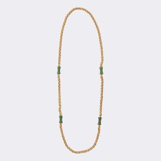 Vintage Goldkordel Kette mit Nephrit