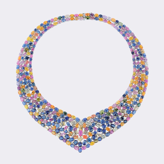 Hochkarätiges, farbintensives Haute Joaillerie Collier mit mehrfarbigen Saphiren