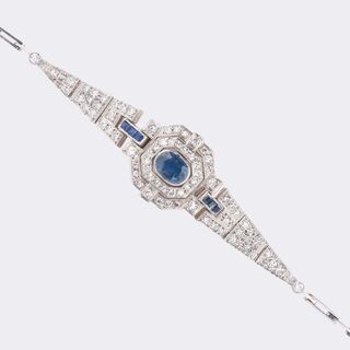 Art-déco Ceylon Saphir Diamant Armband