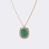 Emerald brilliant pendant with flower decoration on chain - image 3