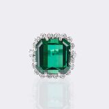 Farbintensiver Turmalin-Ring mit Brillant Besatz - Bild 1
