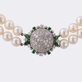Perlen Collier mit Tsavolith Diamant Schließe - Bild 1