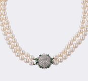 Perlen Collier mit Tsavolith Diamant Schließe - Bild 2