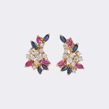 Außergewöhnliche Rubin Saphir Brillant Parure: Collier, Armband und Paar Ohrringe - Bild 3