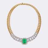 Exzellentes Diamant Gala Collier mit feinem, hochkarätigen Kolumbien Smaragd - Bild 2