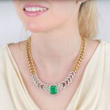 Exzellentes Diamant Gala Collier mit feinem, hochkarätigen Kolumbien Smaragd - Bild 3