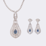 Elegantes Brillant Saphir Schmuck-Set: Rivière Collier und Paar Ohrhänger - Bild 1