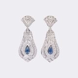 Elegantes Brillant Saphir Schmuck-Set: Rivière Collier und Paar Ohrhänger - Bild 4