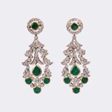 Pair of Emerald Diamond Earrings
