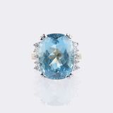 Aquamarine Ring with Diamonds - image 1