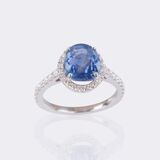 Natürlicher Saphir Ring mit Brillant-Besatz - Bild 3