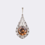 Natural Art Deco Zircon with reversible Colour Change as a Pendant with Diamonds - image 1