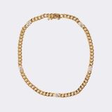 Panzerkette und Armband mit Brillant-Besatz - Bild 1