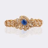 Antikes St. Petersburger Diamant Armband mit natürlichem Ceylon Saphir 'Kornblumenblau' - Bild 1