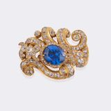 Antikes St. Petersburger Diamant Armband mit natürlichem Ceylon Saphir 'Kornblumenblau' - Bild 3