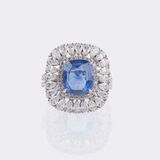 Natürlicher Ceylon Saphir Ring mit fein-weißen Diamanten - Bild 1