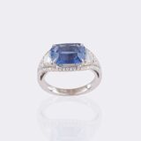 Natürlicher Saphir Ring mit Brillant-Besatz - Bild 3
