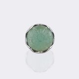 Emerald Cocktail Ring with Flower Decoration and Diamonds - image 3