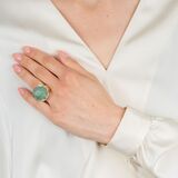 Emerald Cocktail Ring with Flower Decoration and Diamonds - image 4