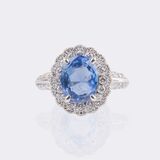 Natürlicher Ceylon Saphir Ring mit Brillant-Besatz - Bild 1