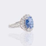 Natürlicher Ceylon Saphir Ring mit Brillant-Besatz - Bild 2