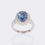 Natürlicher Ceylon Saphir Ring mit Brillant-Besatz - Bild 3