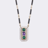 Extraordinary Tanzanite Emerald Necklace with Diamonds and Onyx - image 1