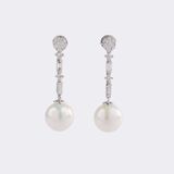 Pair of South Sea Pearl Earrings with Diamonds