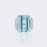 Aquamarine Diamond Cocktail Ring - image 1