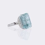 Aquamarine Diamond Cocktail Ring - image 2