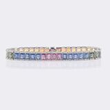 Multicoloured Sapphire 'Rainbow' Bracelet with Diamonds - image 2