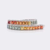 Multicoloured Sapphire 'Rainbow' Bracelet with Diamonds - image 4