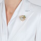 Pearl Diamond Brooch 'Bumblebee' with Emeralds - image 4