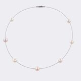 Whitegold Hoop Necklace with Pearls