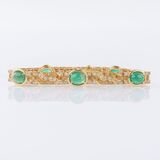 Emerald bracelet with fine white and fancy diamonds - image 1