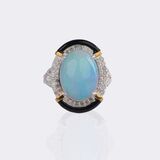 Opal Brillant Ring mit Onyx - Bild 1