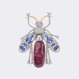 Diamant Turmalin Brosche mit Saphiren 'Biene' - Bild 1
