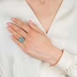 Aquamarin Cameo Ring mit Brillanten und Smaragd-Besatz - Bild 3