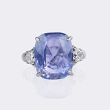 Natural color-changing Ceylon sapphire ring with diamond trim - image 1