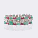 Tutti Frutti Smaragd Rubin Brillant Armband - Bild 1