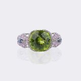 Peridot Ring mit farbigen Saphir- und Brillant Besatz - Bild 1