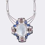 Moonstone Sapphire Pendant on Chain - image 1