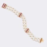 Perlen Armband mit Rubinen und Brillanten - Bild 2