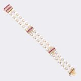 Perlen Armband mit Rubinen und Brillanten - Bild 3