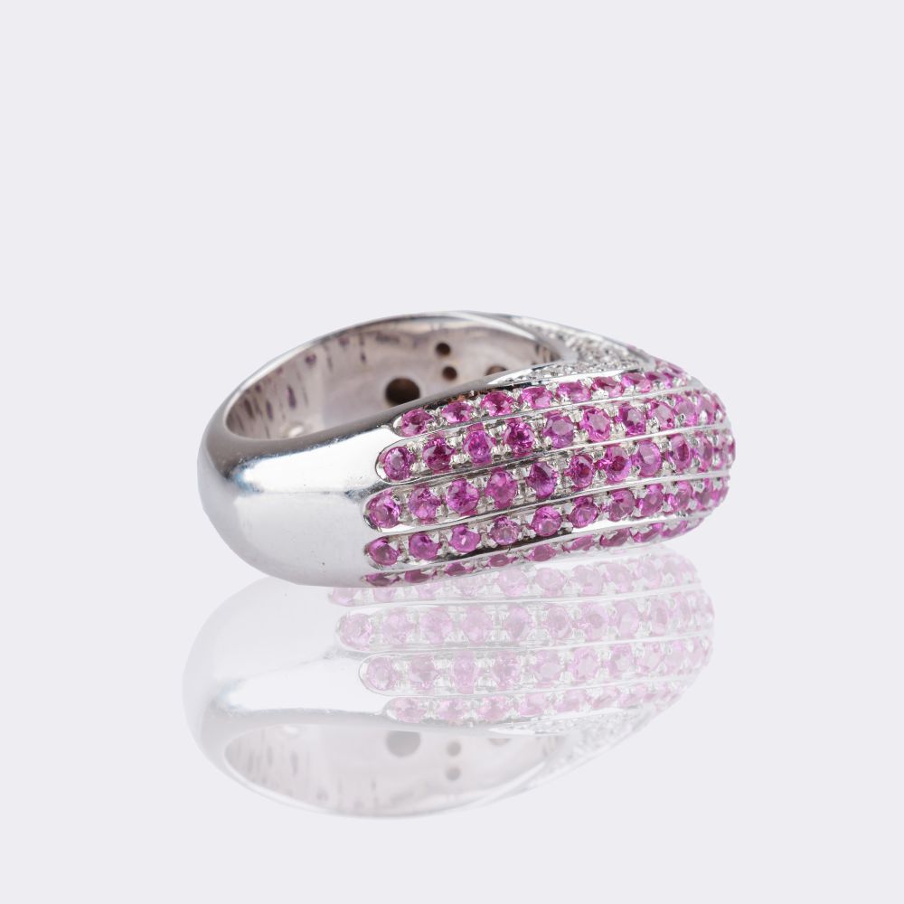 Pink Sapphire Diamond Ring - image 3